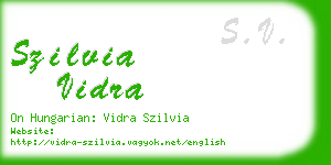 szilvia vidra business card